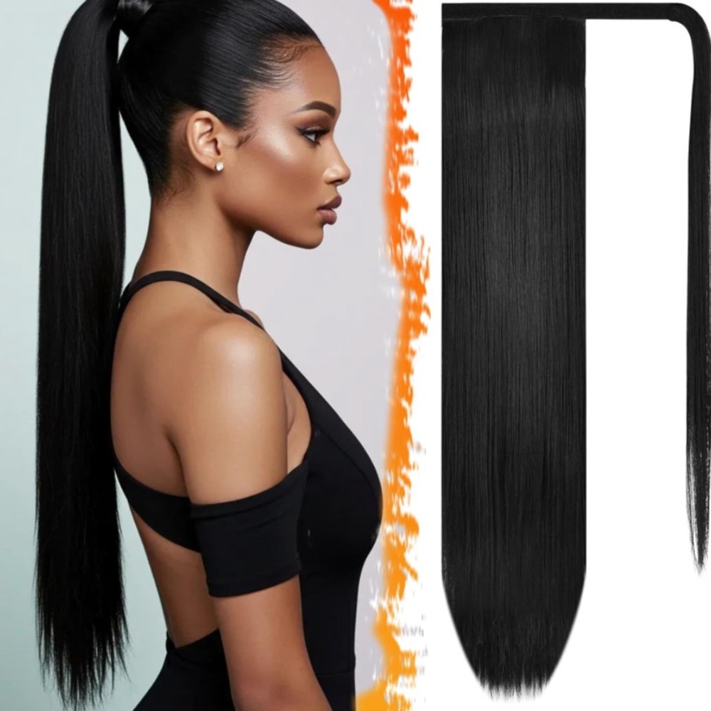 Sleek Black Ponytail Hair Extension